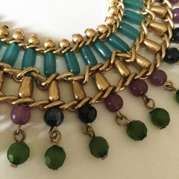 Vintage Egyptian Revival Cleopatra Style Goddess Necklace w/ Semi Precious Beads - Picture 9 of 17